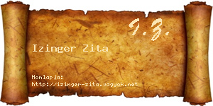Izinger Zita névjegykártya